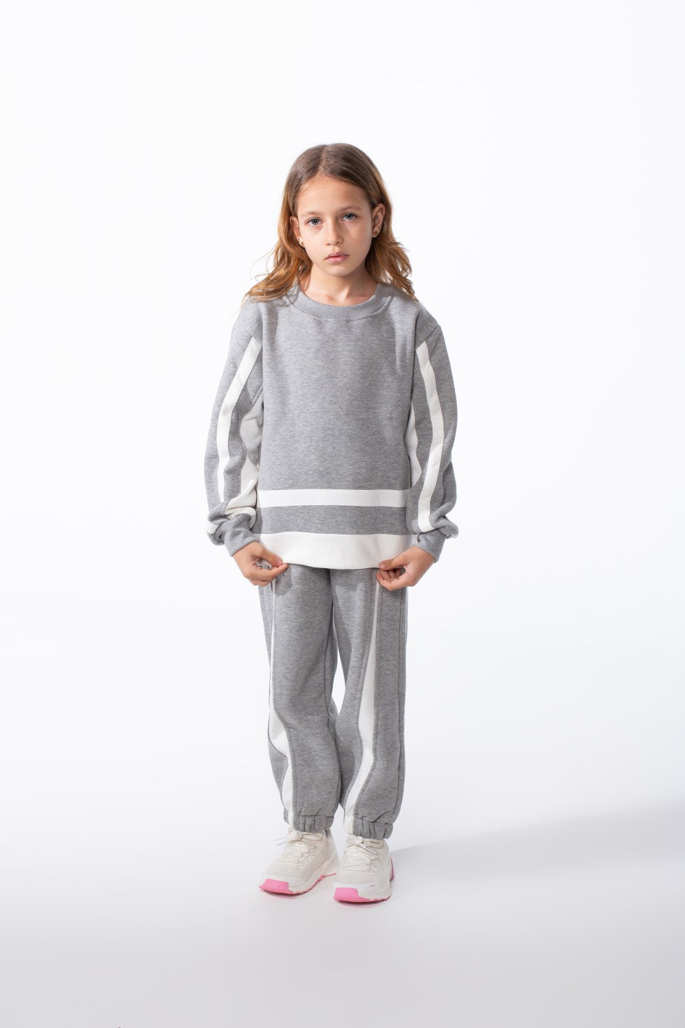 Girl's Tomato Store Slim Fit Melton Outfit Contrast Stripe Panel