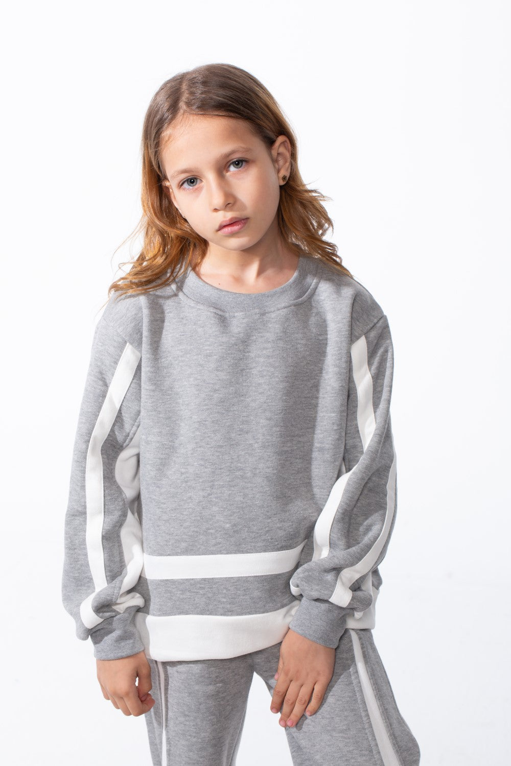 Girl's Tomato Store Slim Fit Melton Outfit Contrast Stripe Panel
