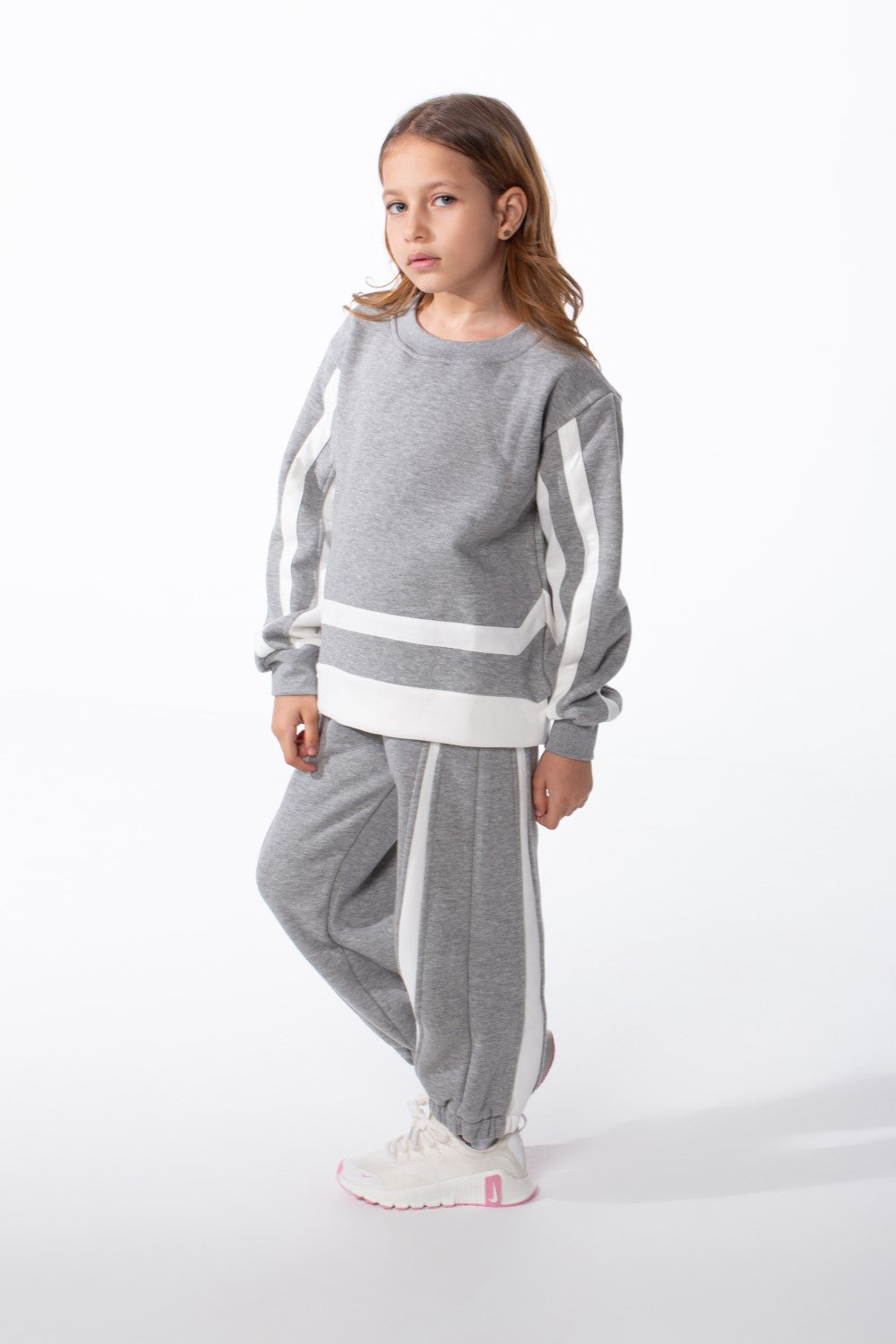 Girl's Tomato Store Slim Fit Melton Outfit Contrast Stripe Panel