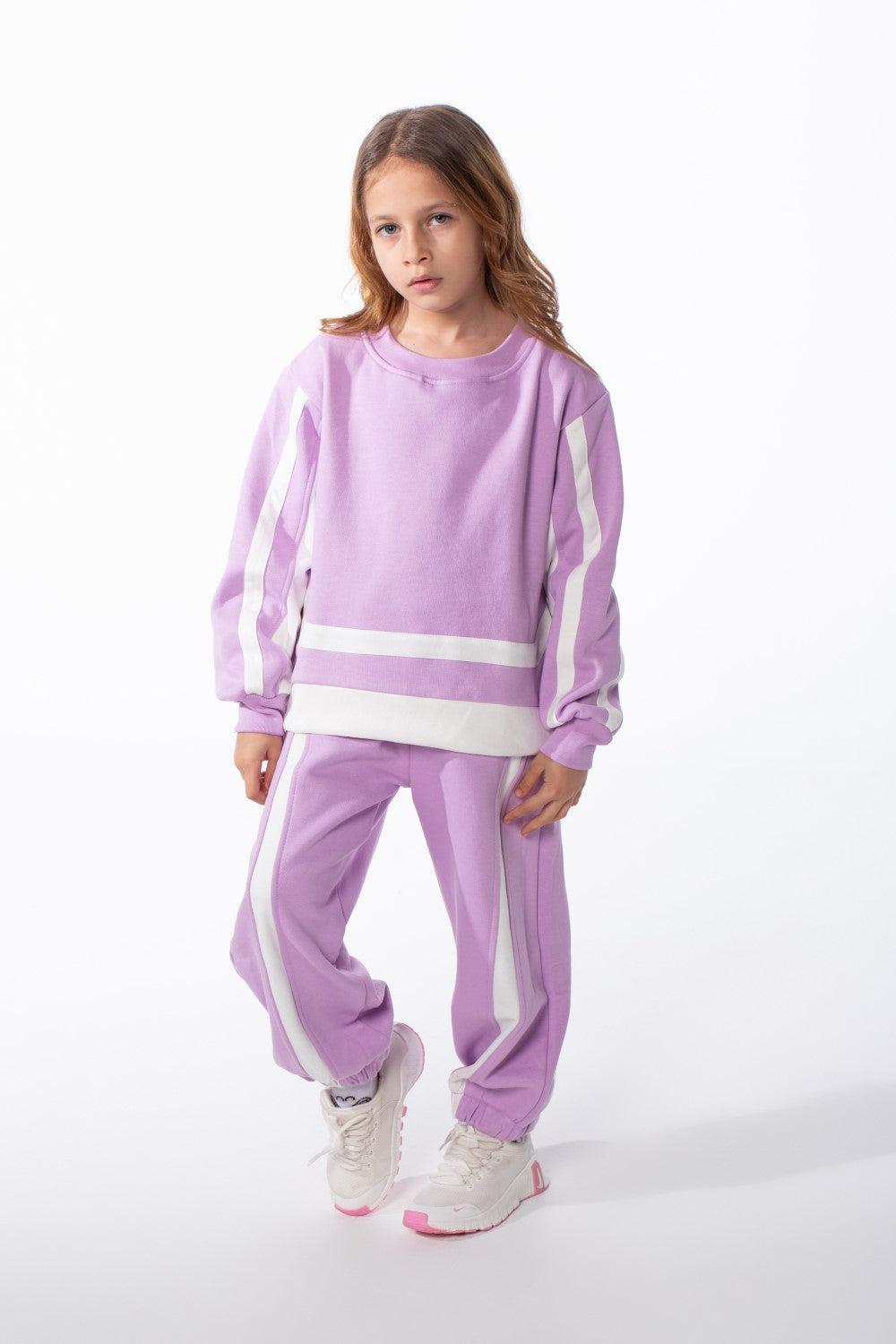 Girl's Tomato Store Slim Fit Melton Outfit Contrast Stripe Panel