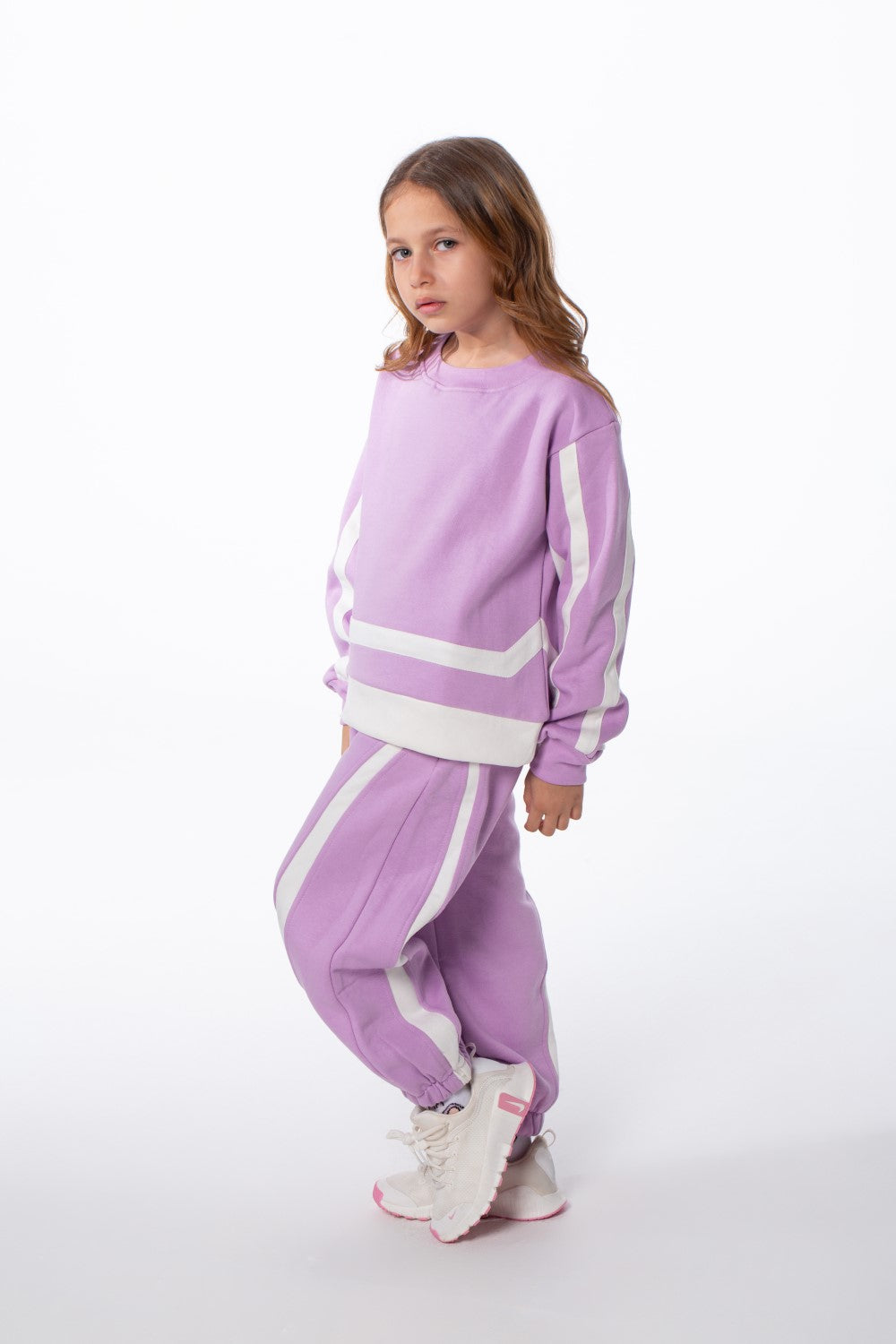 Girl's Tomato Store Slim Fit Melton Outfit Contrast Stripe Panel