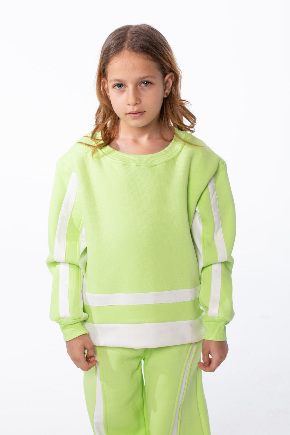 Girl's Tomato Store Slim Fit Melton Outfit Contrast Stripe Panel