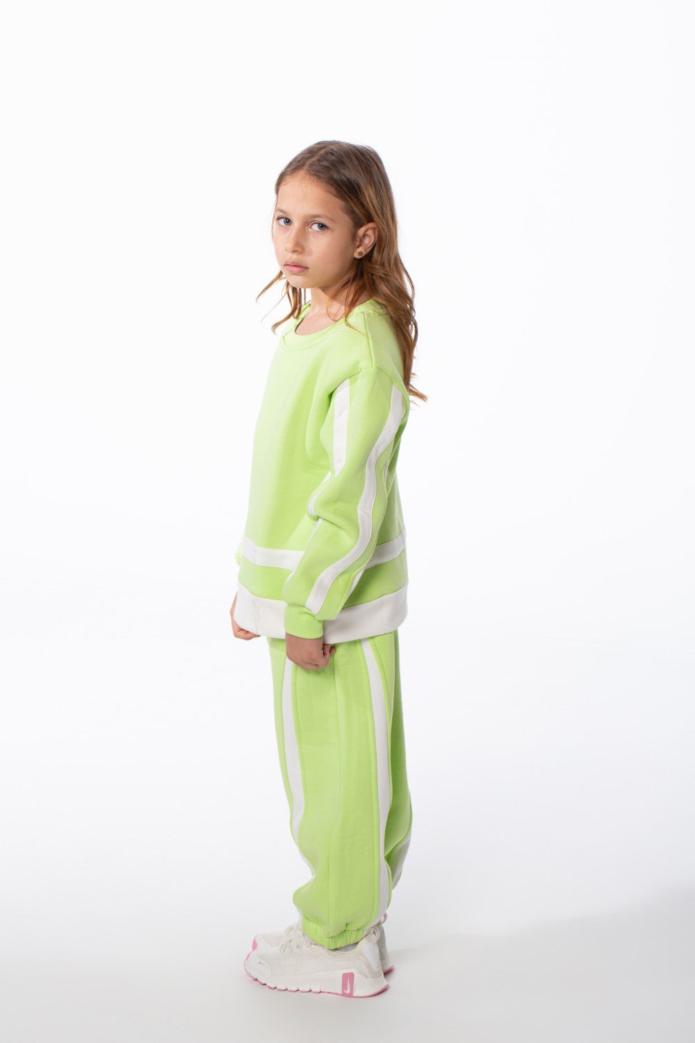 Girl's Tomato Store Slim Fit Melton Outfit Contrast Stripe Panel