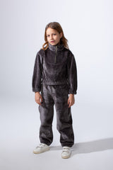 Girl's Tomato Store High Neck Quarter-Zip Slim Fit Melton Outfit