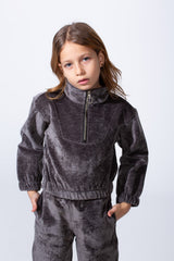 Girl's Tomato Store High Neck Quarter-Zip Slim Fit Melton Outfit