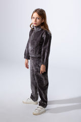 Girl's Tomato Store High Neck Quarter-Zip Slim Fit Melton Outfit