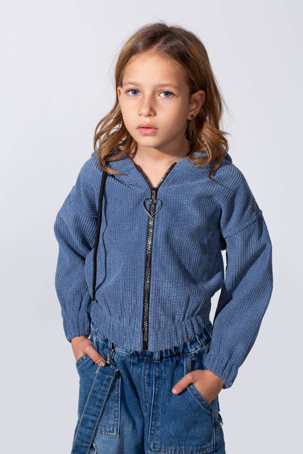 Girl's Tomato Store Slim Fit Sweatshirt Hooded Design Heart Zip Pull