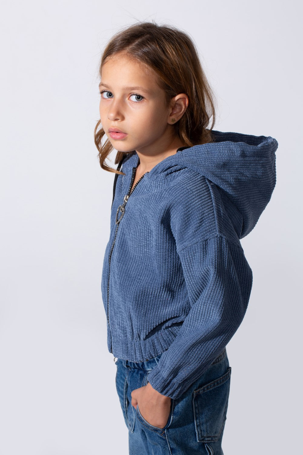 Girl's Tomato Store Slim Fit Sweatshirt Hooded Design Heart Zip Pull