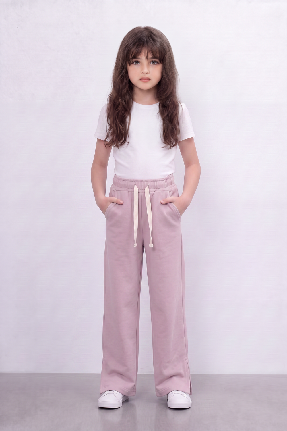 Girl's Tomato Store Pants Elastic Drawstring Waist Side Pocket Detail