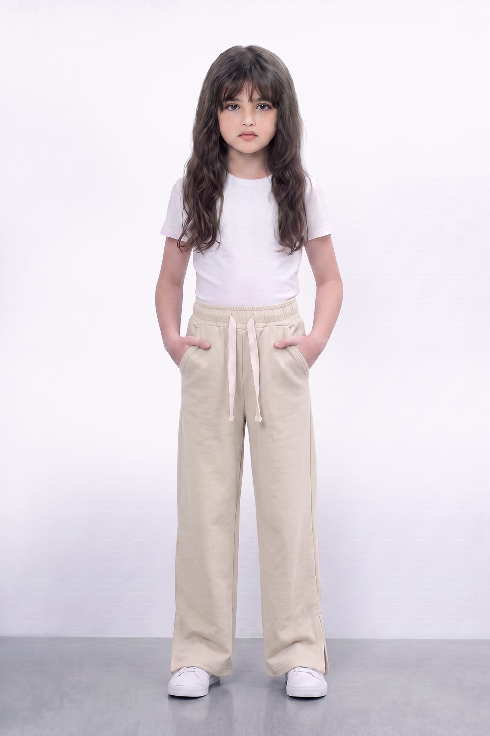 Girl's Tomato Store Pants Elastic Drawstring Waist Side Pocket Detail