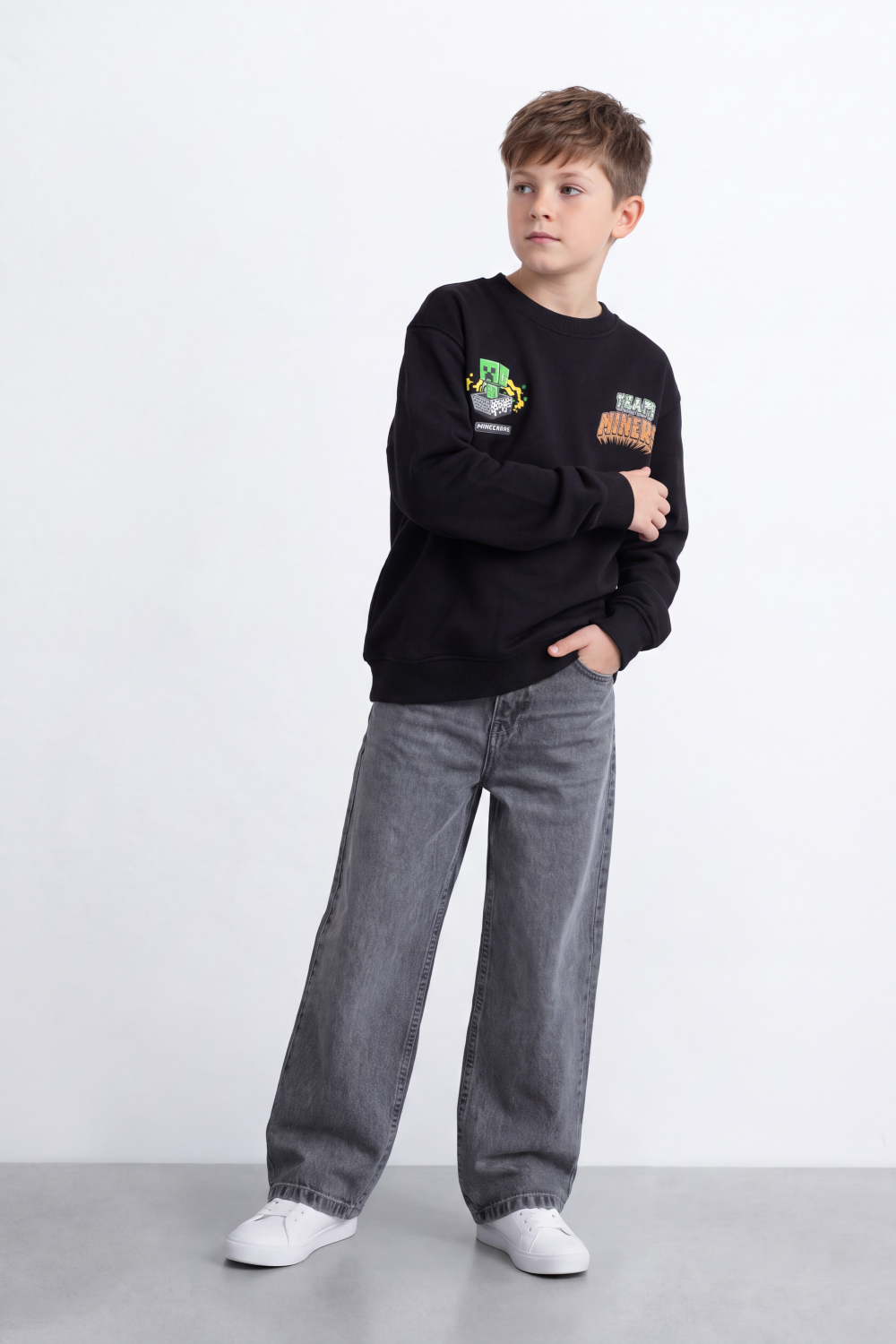 Boy's Tomato Store Winter Fleece Sweatshirt Bold Pixel Game Back Graphic Oversize