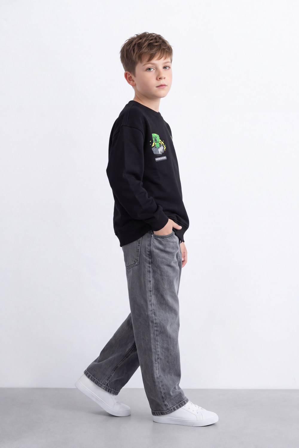 Boy's Tomato Store Winter Fleece Sweatshirt Bold Pixel Game Back Graphic Oversize