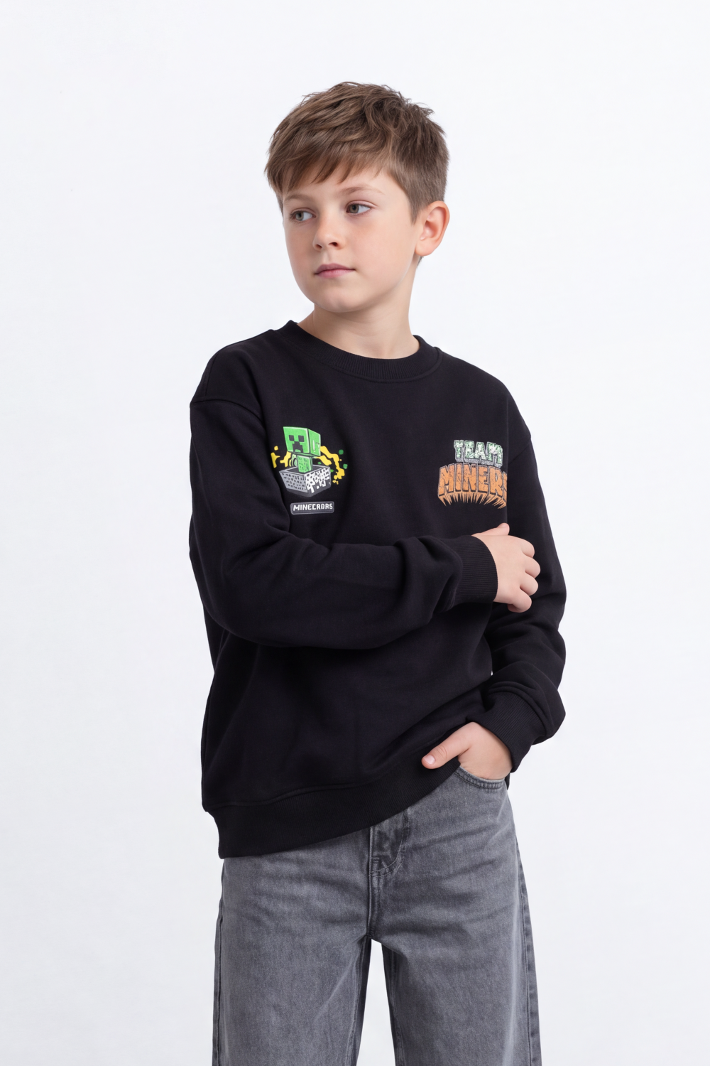 Boy's Tomato Store Winter Fleece Sweatshirt Bold Pixel Game Back Graphic Oversize