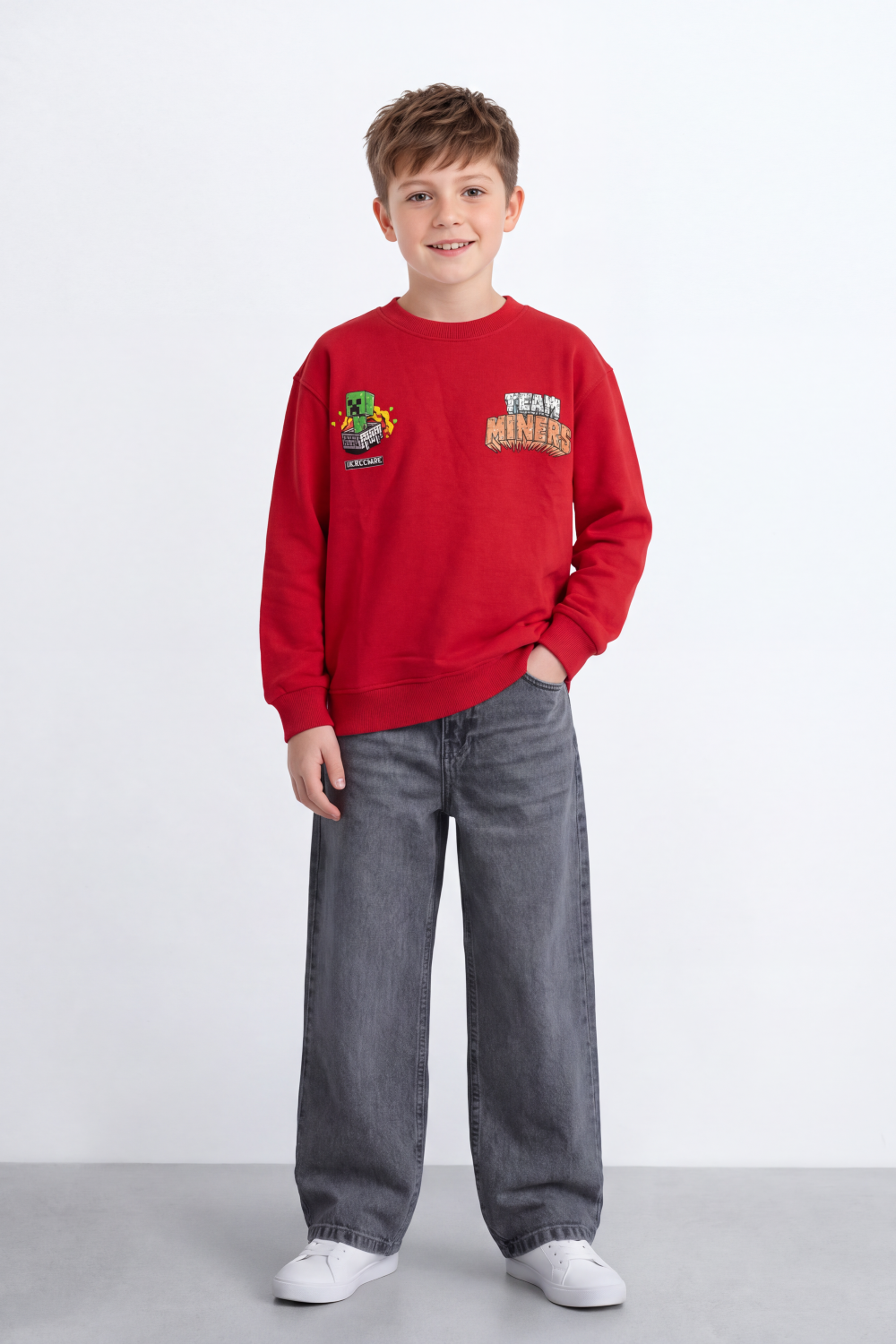 Boy's Tomato Store Winter Fleece Sweatshirt Bold Pixel Game Back Graphic Oversize