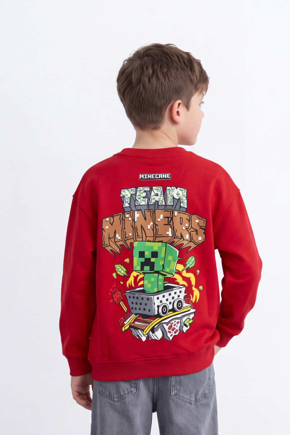 Boy's Tomato Store Winter Fleece Sweatshirt Bold Pixel Game Back Graphic Oversize