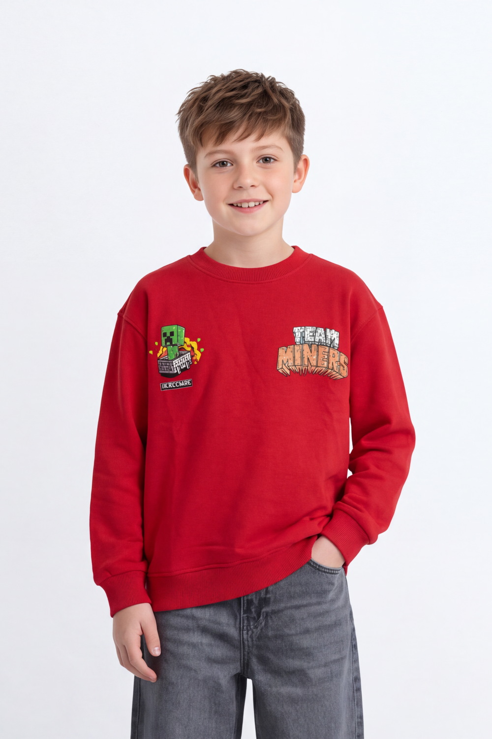 Boy's Tomato Store Winter Fleece Sweatshirt Bold Pixel Game Back Graphic Oversize