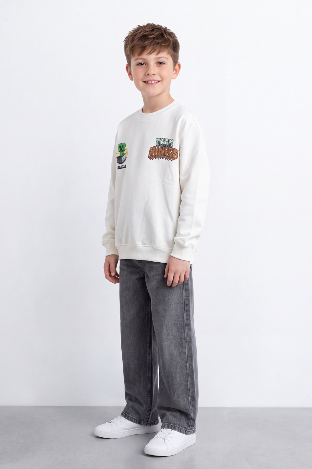 Boy's Tomato Store Winter Fleece Sweatshirt Bold Pixel Game Back Graphic Oversize