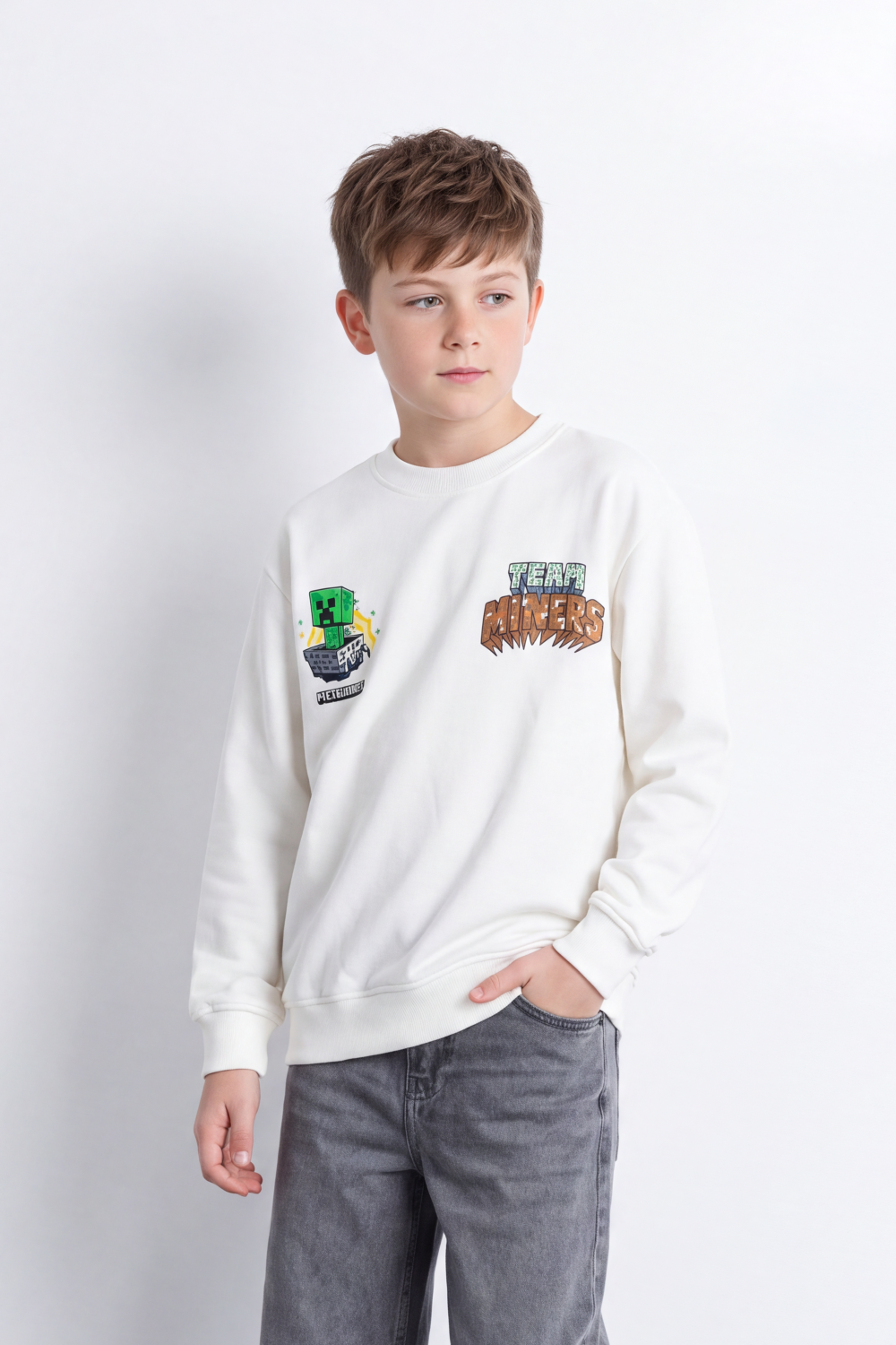 Boy's Tomato Store Winter Fleece Sweatshirt Bold Pixel Game Back Graphic Oversize