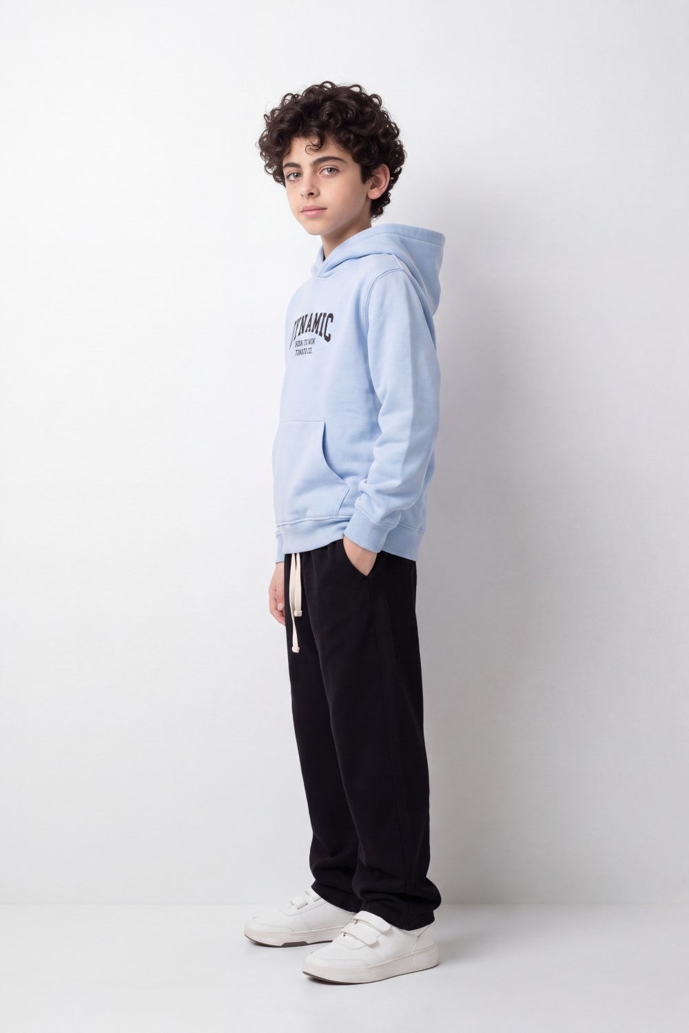 Boy's Tomato Store Winter Soft Fleece Hoodie Long Sleeve Dynamic Front Typography Bold Cartoon Back Graphic Slim Fit