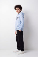 Boy's Tomato Store Winter Soft Fleece Hoodie Long Sleeve Dynamic Front Typography Bold Cartoon Back Graphic Slim Fit