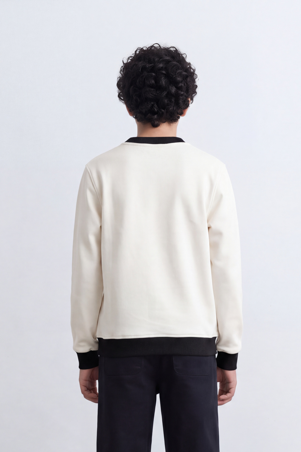 Boy's Tomato Store Winter Melton Sweatshirt Slim Fit Leave Mark Front Typography