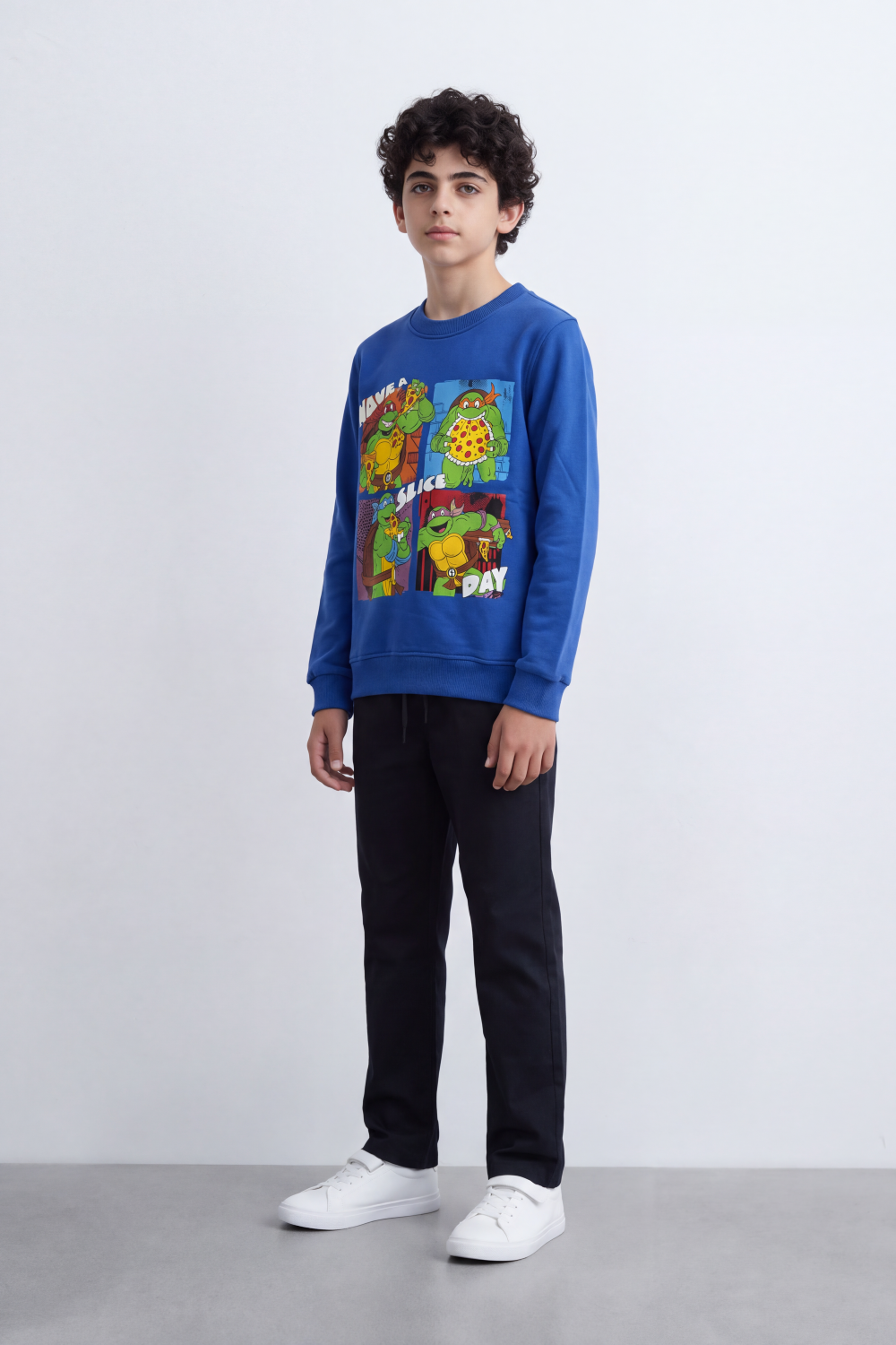 Boy's Tomato Store Slim Fit Melton Sweatshirt Ninja Turtle Front Graphic