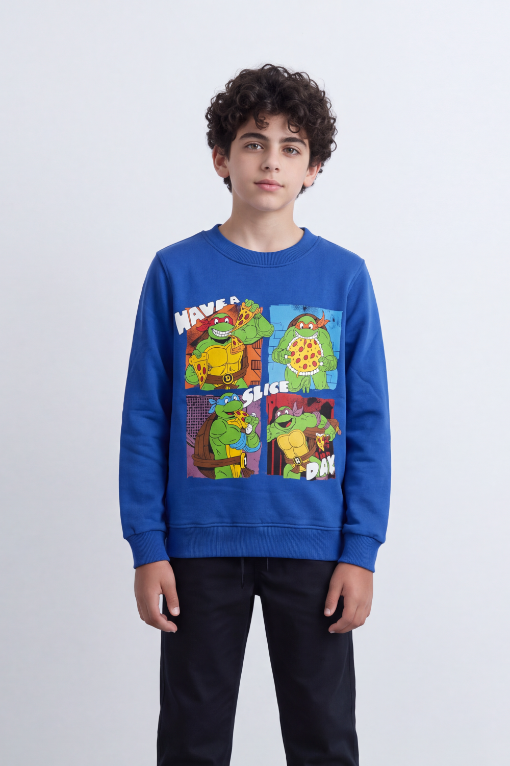 Boy's Tomato Store Slim Fit Melton Sweatshirt Ninja Turtle Front Graphic