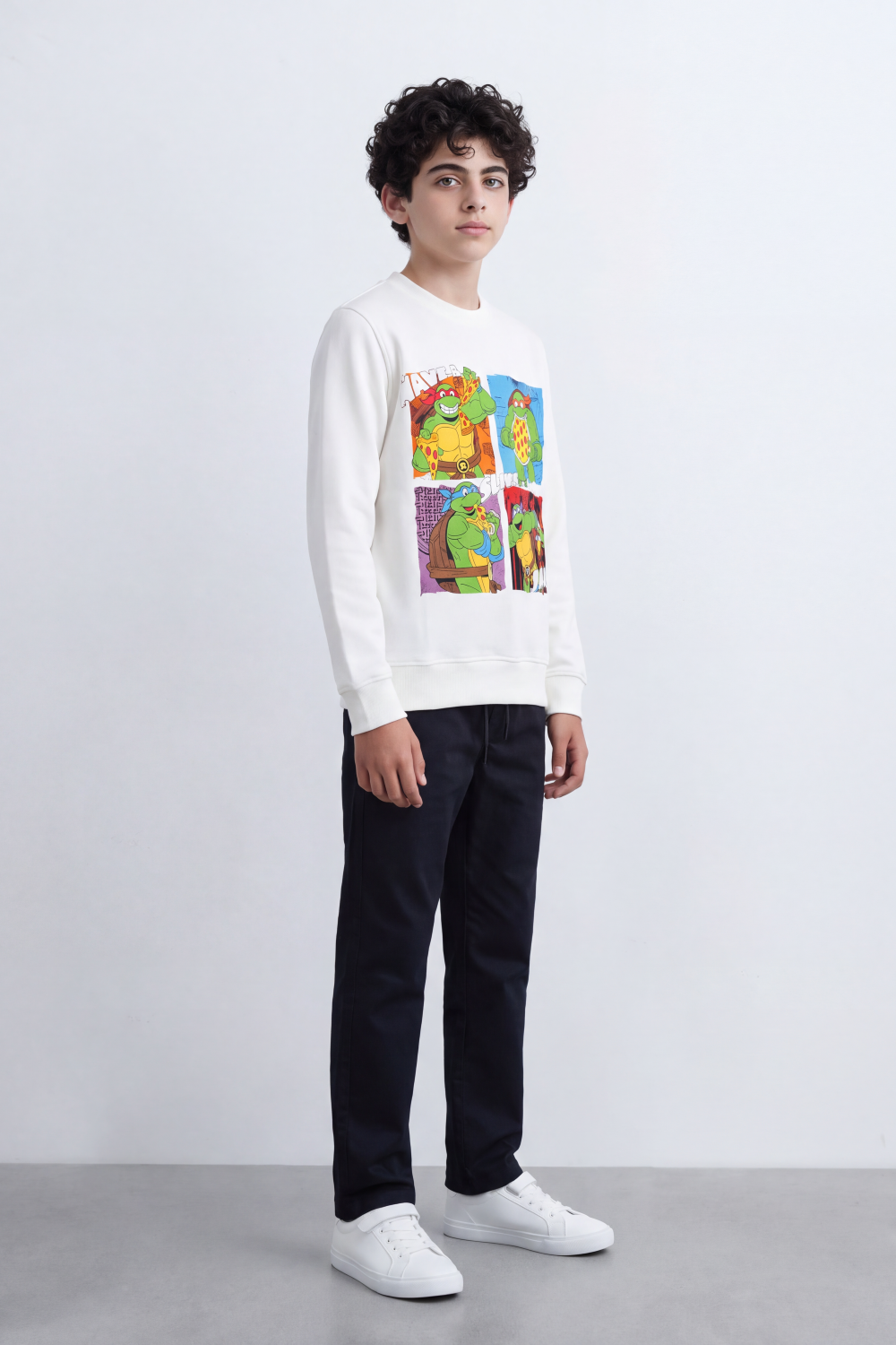 Boy's Tomato Store Slim Fit Melton Sweatshirt Ninja Turtle Front Graphic