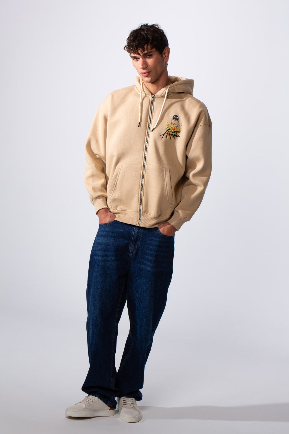 Men's Oversized Melton Graphic Hood Sweatshirt w/ Zipper – Tomato