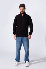 Men's Quarter-Zip Mock Neck Sweatshirt Detailed Tomato Store With Elasticated Cuffs And Ham
