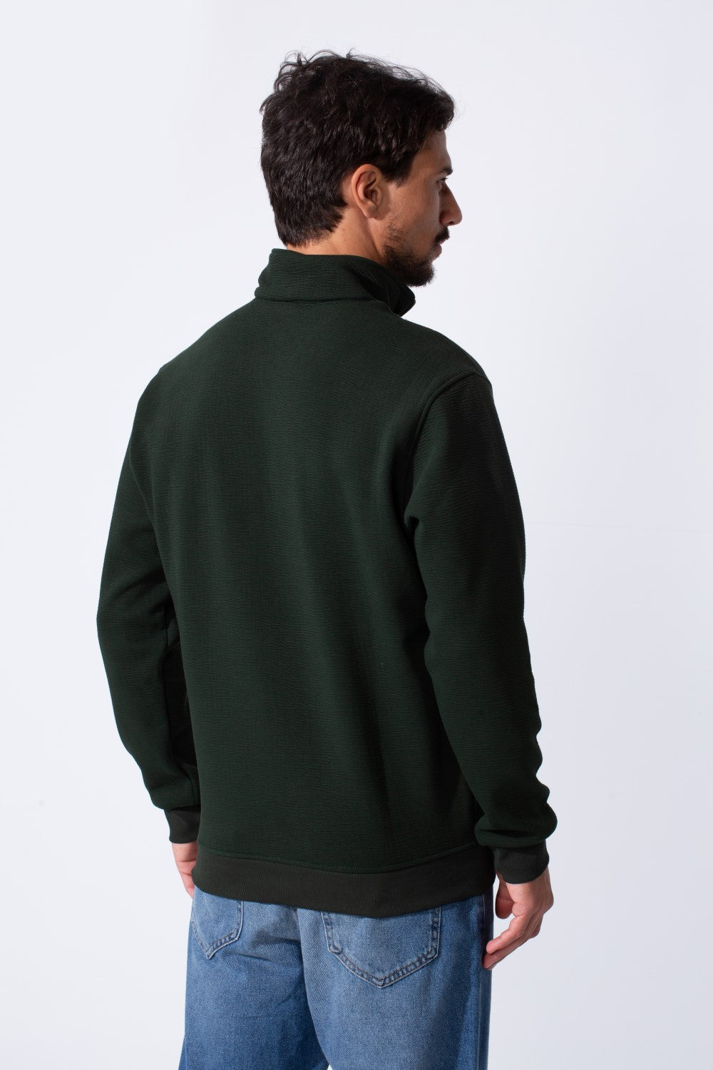 Men's Quarter-Zip Mock Neck Sweatshirt Detailed Tomato Store With Elasticated Cuffs And Ham