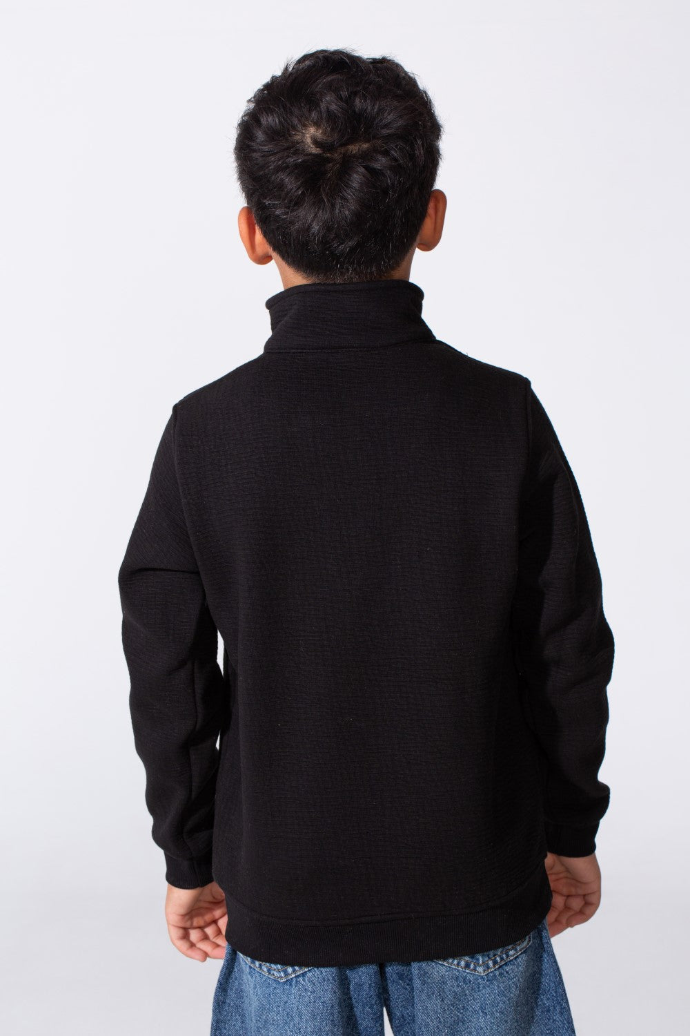 Boy's Quarter-Zip Mock Neck Sweatshirt Detailed Tomato Store With Elasticated Cuffs And Ham