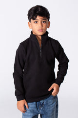 Boy's Quarter-Zip Mock Neck Sweatshirt Detailed Tomato Store With Elasticated Cuffs And Ham