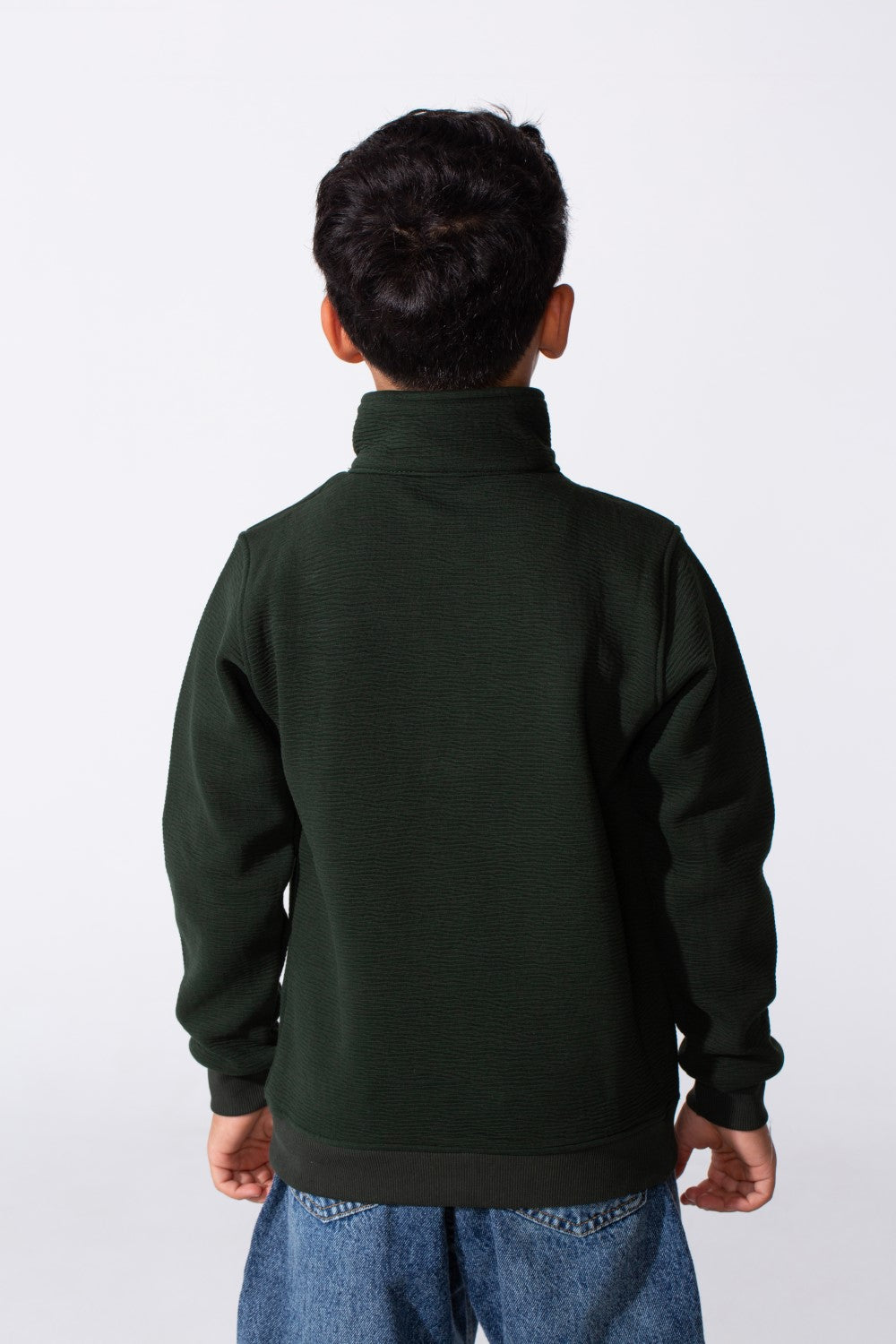 Boy's Quarter-Zip Mock Neck Sweatshirt Detailed Tomato Store With Elasticated Cuffs And Ham