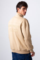Men's Half Zip Regular Fit Text Print Melton Sweatshirt