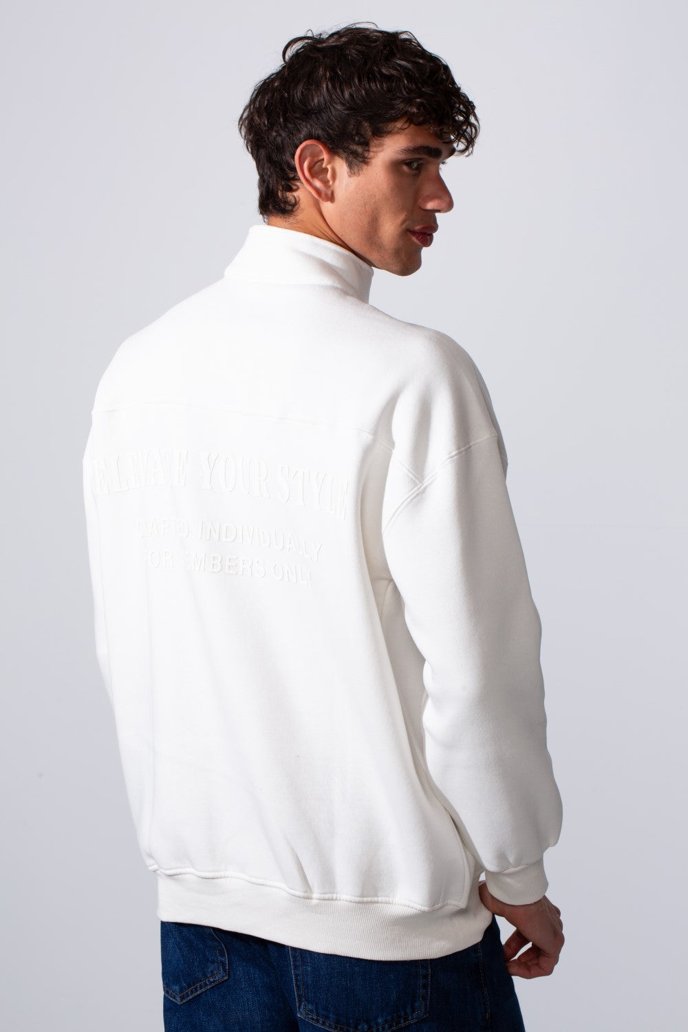 Men's Half Zip Regular Fit Text Print Melton Sweatshirt