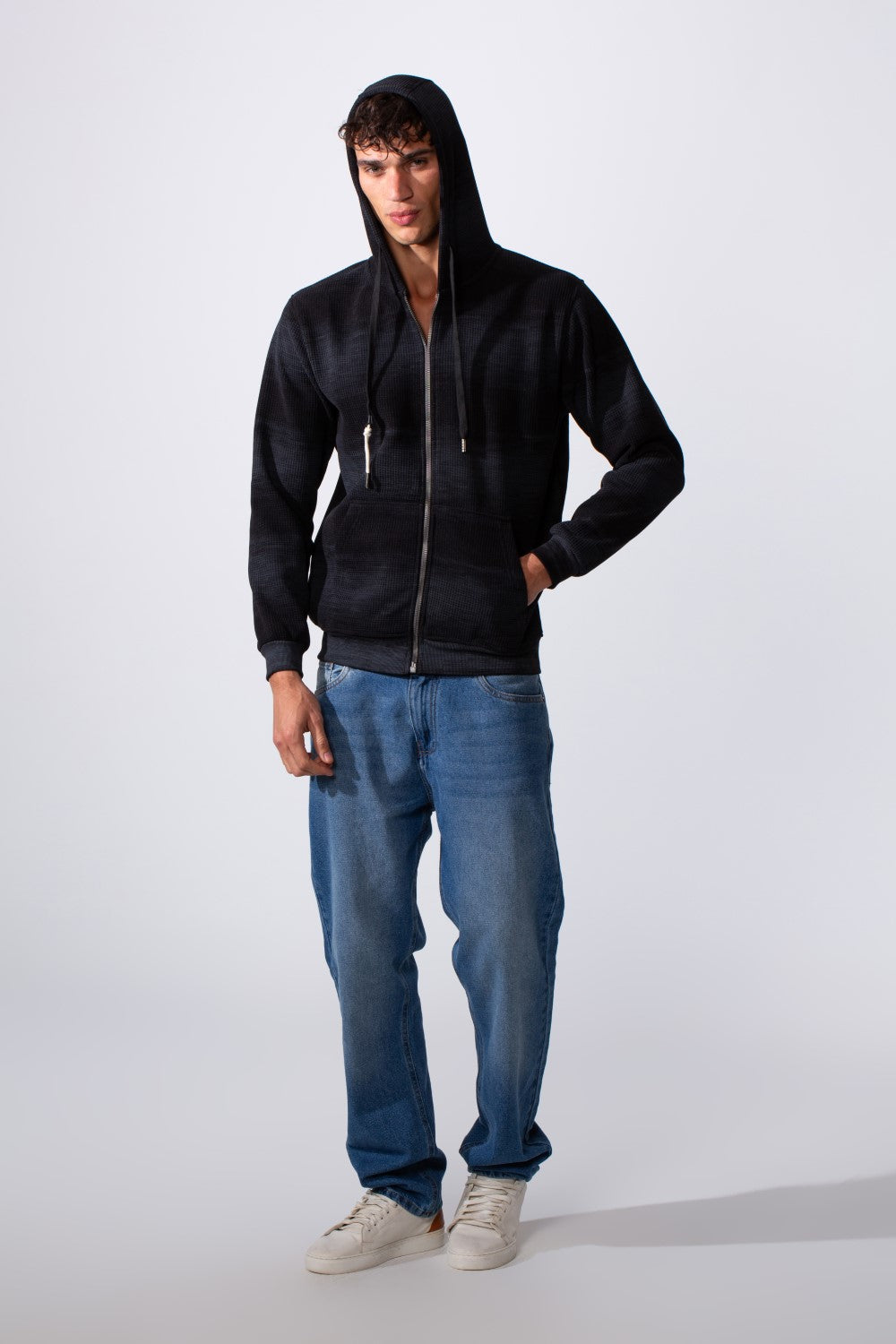Men's Slim Fit Tie Dye Full Zip Hood Sweatshirt