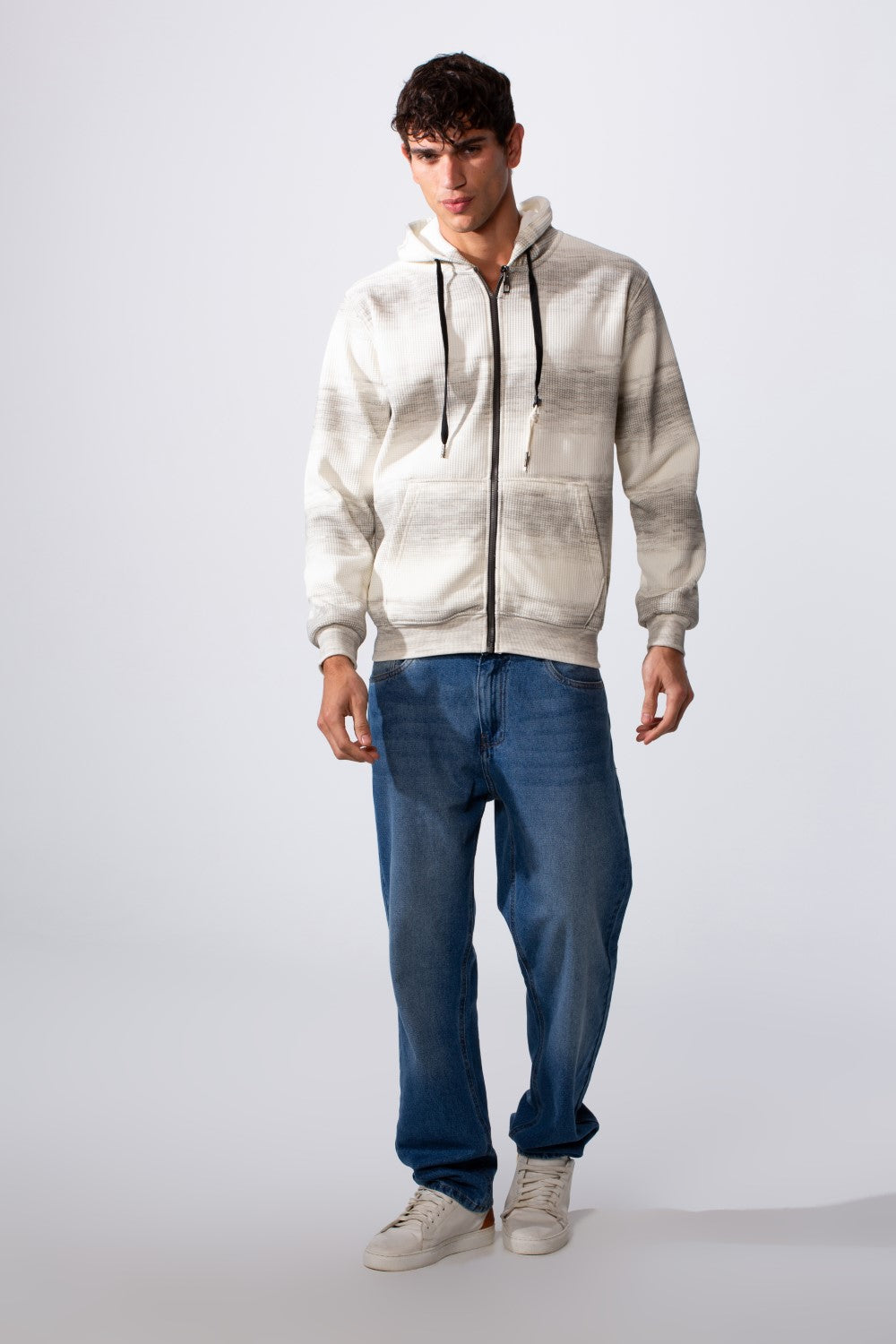 Men's Slim Fit Tie Dye Full Zip Hood Sweatshirt
