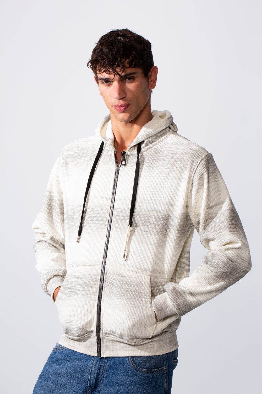 Men's Slim Fit Tie Dye Full Zip Hood Sweatshirt