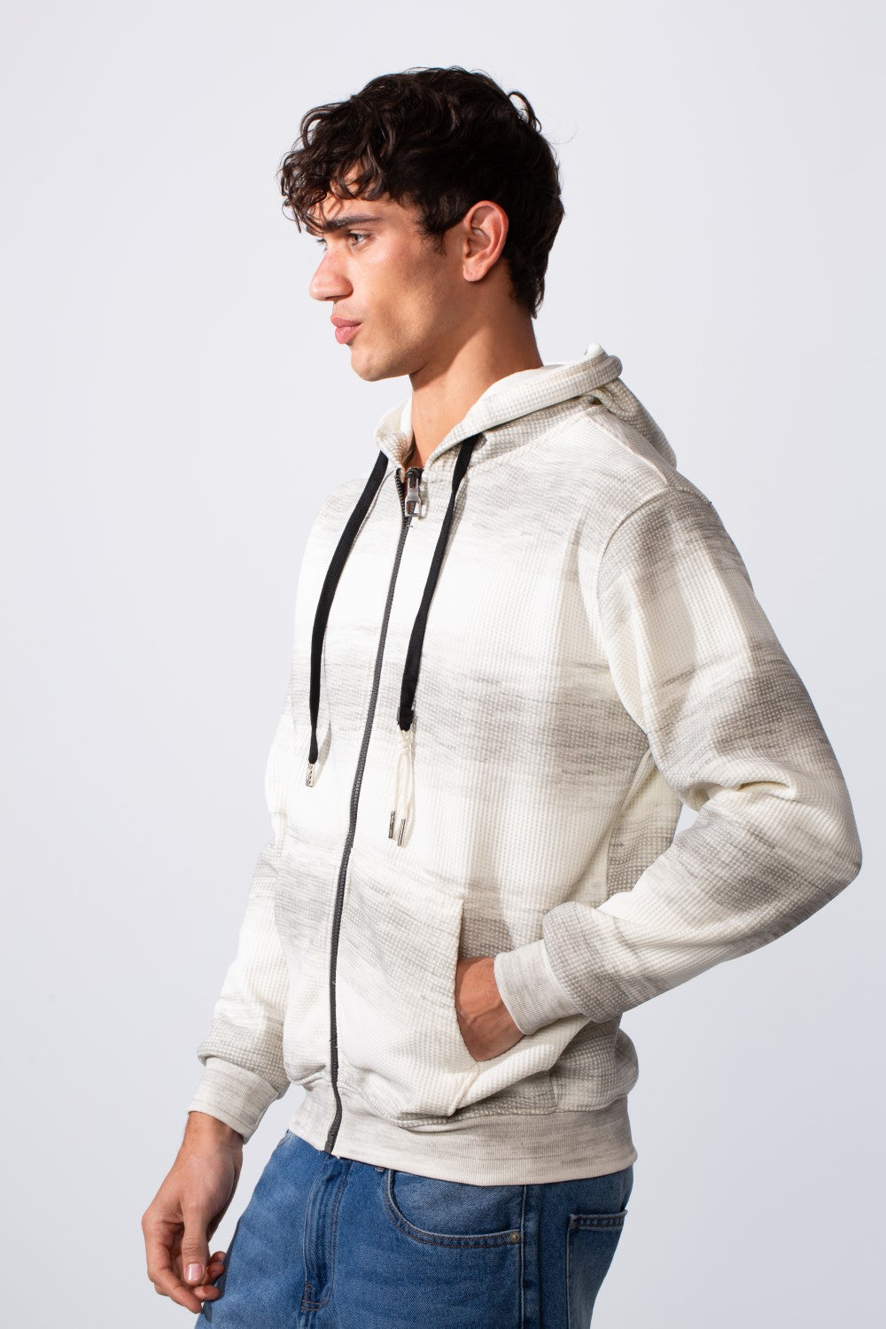 Men's Slim Fit Tie Dye Full Zip Hood Sweatshirt