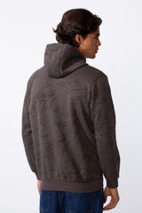 Men's Tonal Abstract Line Print Slim Fit Hood Sweatshirt