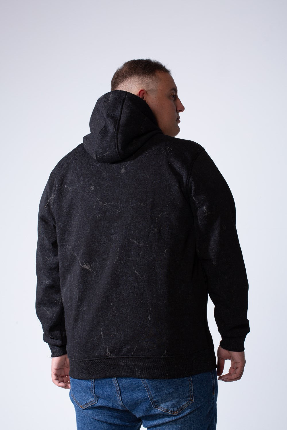Men's Long Sleeve With Unique Marble Pattern Front Kangaroo Pocket Comfortable Big Size Hooded Sweatshirt