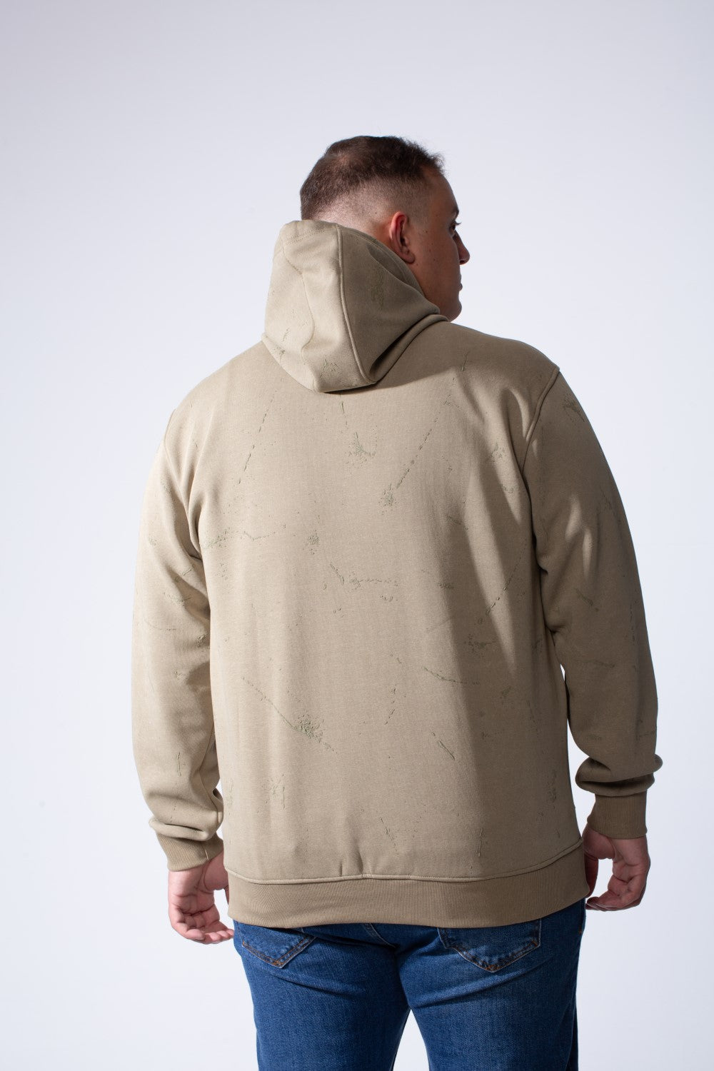 Men's Long Sleeve With Unique Marble Pattern Front Kangaroo Pocket Comfortable Big Size Hooded Sweatshirt