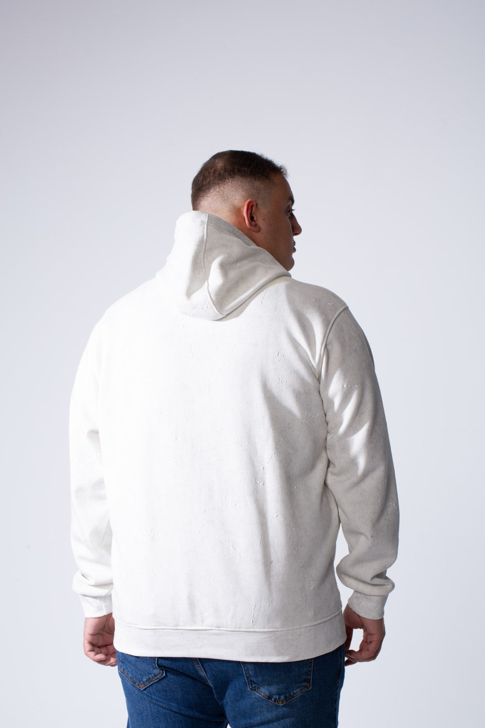 Men's Long Sleeve With Unique Marble Pattern Front Kangaroo Pocket Comfortable Big Size Hooded Sweatshirt