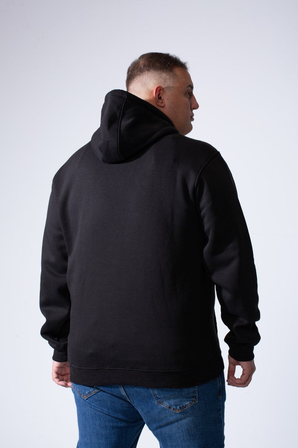 Men's Kangaroo Pockets Long Sleeve Small Front Text Print Basic Daily Wear Hooded Big Size Sweatshirt