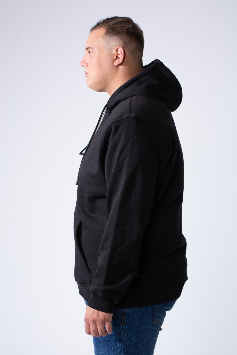 Men's Kangaroo Pockets Long Sleeve Small Front Text Print Basic Daily Wear Hooded Big Size Sweatshirt