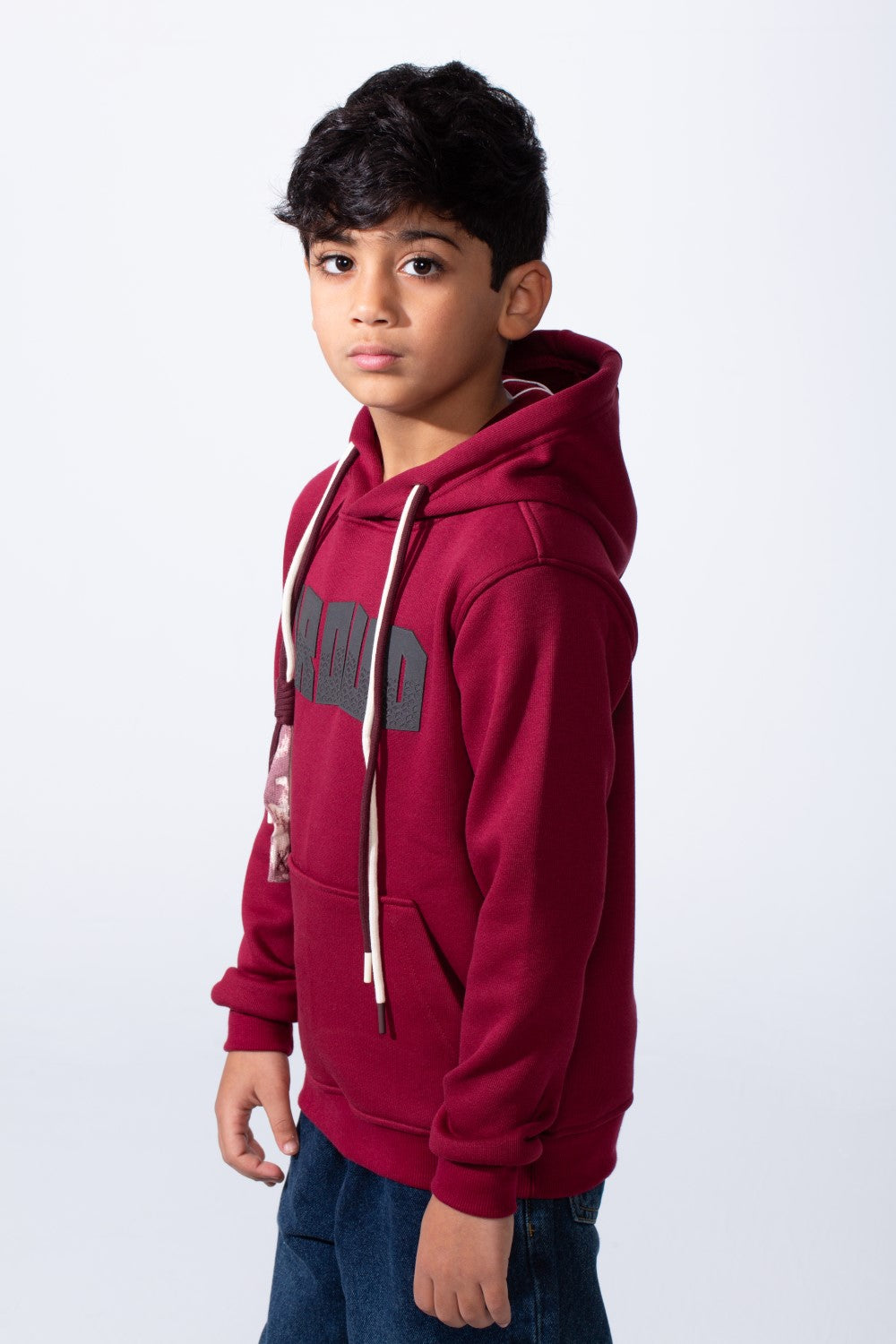 Boy’s Slim Fit Modern Comfort For Everyday Wear Front Print Hood Sweatshirt