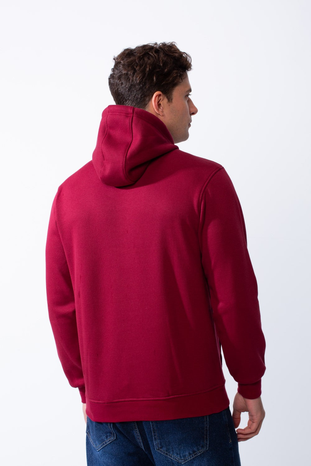 Men's Kangaroo Pockets Bold Text Chest Print Long Sleeves Slim Fit Hooded Daily Wear Comfy Sweatshirt