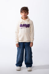 Boy's Drawstring Hood Front Kangaroo Pockets Bold Graphic Text Print Everyday Practicality Modern Sweatshirt