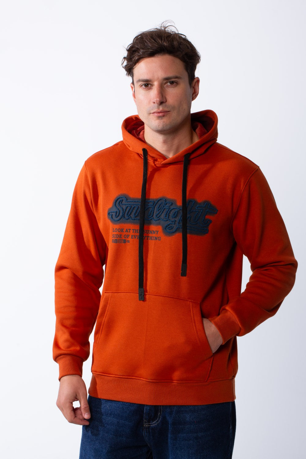 Men's Drawstring Hood Front Kangaroo Pockets Bold Graphic Text Print Everyday Practicality Modern Sweatshirt